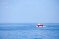 Supply boat transfer cargo to oil and gas industry and moving cargo from the boat to the platform, boat waiting transfer cargo Royalty Free Stock Photo