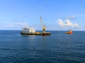 Supply boat transfer cargo to oil and gas industry is moving Offshore Accommodation Barge