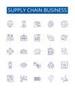 Supply chain business line icons signs set. Design collection of Distribution, Logistics, Procurement, Warehouse