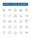 Supply chain business line icons signs set. Design collection of Distribution, Logistics, Procurement, Warehouse