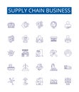 Supply chain business line icons signs set. Design collection of Distribution, Logistics, Procurement, Warehouse