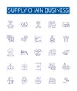 Supply chain business line icons signs set. Design collection of Distribution, Logistics, Procurement, Warehouse