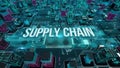 Supply Chain with digital technology concept 3D rendering