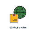 supply chain distribution warehouse icon. fast delivery truck, receive box, pick up point, time period thin stroke concept symbol Royalty Free Stock Photo