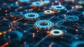 Supply Chain Efficiency: A vibrant mosaic of interlocking gears and pulleys