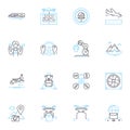 Supply chain linear icons set. Logistics, Procurement, Inventory, Transportation, Warehousing, Distribution, Delivery