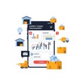 Supply Chain Management App Interface with Logistics Icons and Graphics Royalty Free Stock Photo