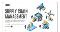 Supply chain management isometric landing banner Royalty Free Stock Photo