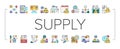 Supply Chain Management System Icons Set Vector .