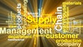 Supply chain management wordcloud glowing Royalty Free Stock Photo