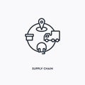 Supply chain outline icon. Simple linear element illustration. Isolated line supply chain icon on white background. Thin stroke Royalty Free Stock Photo