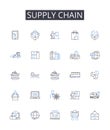 Supply chain line icons collection. Value stream, Logistics nerk, Manufacturing flow, Distribution channel, Product