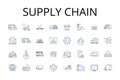 Supply chain line icons collection. Value stream, Logistics nerk, Manufacturing flow, Distribution channel, Product Royalty Free Stock Photo