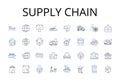 Supply chain line icons collection. Value stream, Logistics nerk, Manufacturing flow, Distribution channel, Product Royalty Free Stock Photo