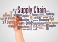 Supply Chain word cloud and hand with marker concept Royalty Free Stock Photo