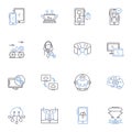 Supply customer line icons collection. Sourcing, Distribution, Logistics, Fulfillment, Inventory, Purchasing