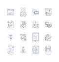 Supply growth line icons collection. Expansion, Upsurge, Increase, Flourishing, Augmentation, Development, Boom vector