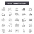 Supply management line icons, signs, vector set, outline illustration concept