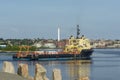 Supply ship Commander crossing New Bedford inner harbor
