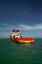 Supply vessel anchorage at sea Royalty Free Stock Photo