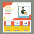 Support automation flat landing page website template. Customer service, conversion process, escalations. Web banner