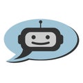 Support bot or chat robot icon in speech bubble