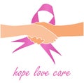 Support for breast cancer sufferers- Pink ribbon with quote Royalty Free Stock Photo