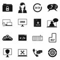 Support, call center icons set, simple style Royalty Free Stock Photo