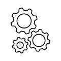 SUPPORT CENTER, GEAR ICON ISOLATED OUTLINE DRAWING Royalty Free Stock Photo
