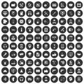 100 support icons set black circle Royalty Free Stock Photo