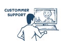 Support center robot agent computer artificial intelligence client online operator customer and technical service icon