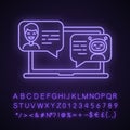 Support chatbot neon light icon