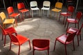 a support circle formed out of empty chairs Royalty Free Stock Photo