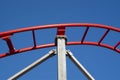 Support column and railway of small steel roller coaster close Royalty Free Stock Photo