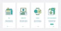 Support communication, call center UX, UI onboarding mobile app page screen set