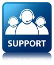 Support (customer care team icon) blue square button Royalty Free Stock Photo