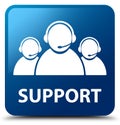 Support (customer care team icon) blue square button Royalty Free Stock Photo