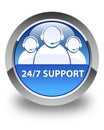 24/7 Support (customer care team icon) glossy blue round button Royalty Free Stock Photo
