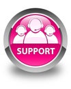 Support (customer care team icon) glossy pink round button Royalty Free Stock Photo