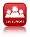 24/7 Support (customer care team icon) special red square button Royalty Free Stock Photo