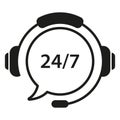 Support Customer 24 7 Line Icon. Headphone with Bubble Around the Clock Hotline Concept. Help Service Call Center Logo Royalty Free Stock Photo