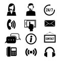 Support, customer service, call center and telemarketing vector icons