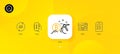 Support, Cyber attack and Update data minimal line icons. For web application, printing. Vector