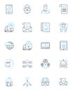 Support desk linear icons set. Assistance, Help, Service, Response, Accessibility, Solutions, Troubleshooting line