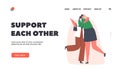 Support Each Other Landing Page Template. Happy Women Hugging, Girl Friends Greeting, Characters Informal Greetings Royalty Free Stock Photo