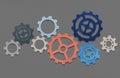 Support gears isolated on grey background