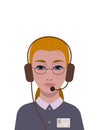 Support girl with id badge and headphones