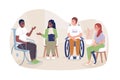 Support group for disabled patients 2D vector isolated illustration Royalty Free Stock Photo