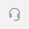 Support headsetline in Thin line black color. flat simple vector symbols illustration Royalty Free Stock Photo