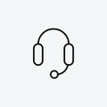 Support headsetline in Thin line black color. flat simple vector symbols illustration Royalty Free Stock Photo
